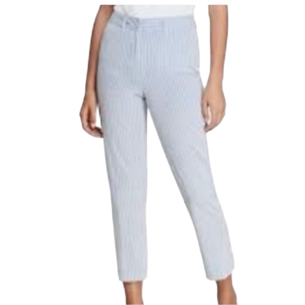 LANDS’ END Seersucker Cropped Pants in Navy/White in Size Fit 2 (16) -- SUMMER!! - Picture 2 of 11